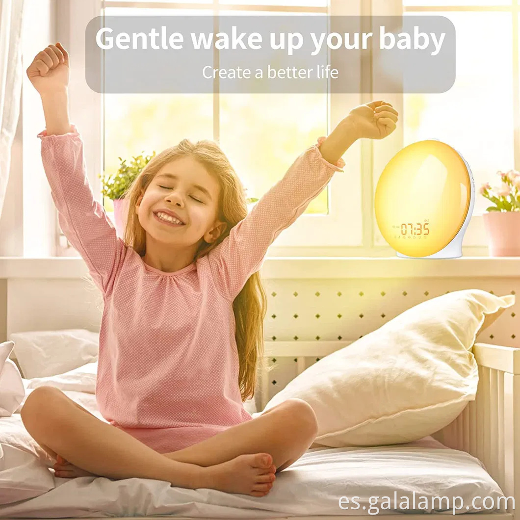 Despertador de la mañana radiante con radio FM y luz nocturna relajante